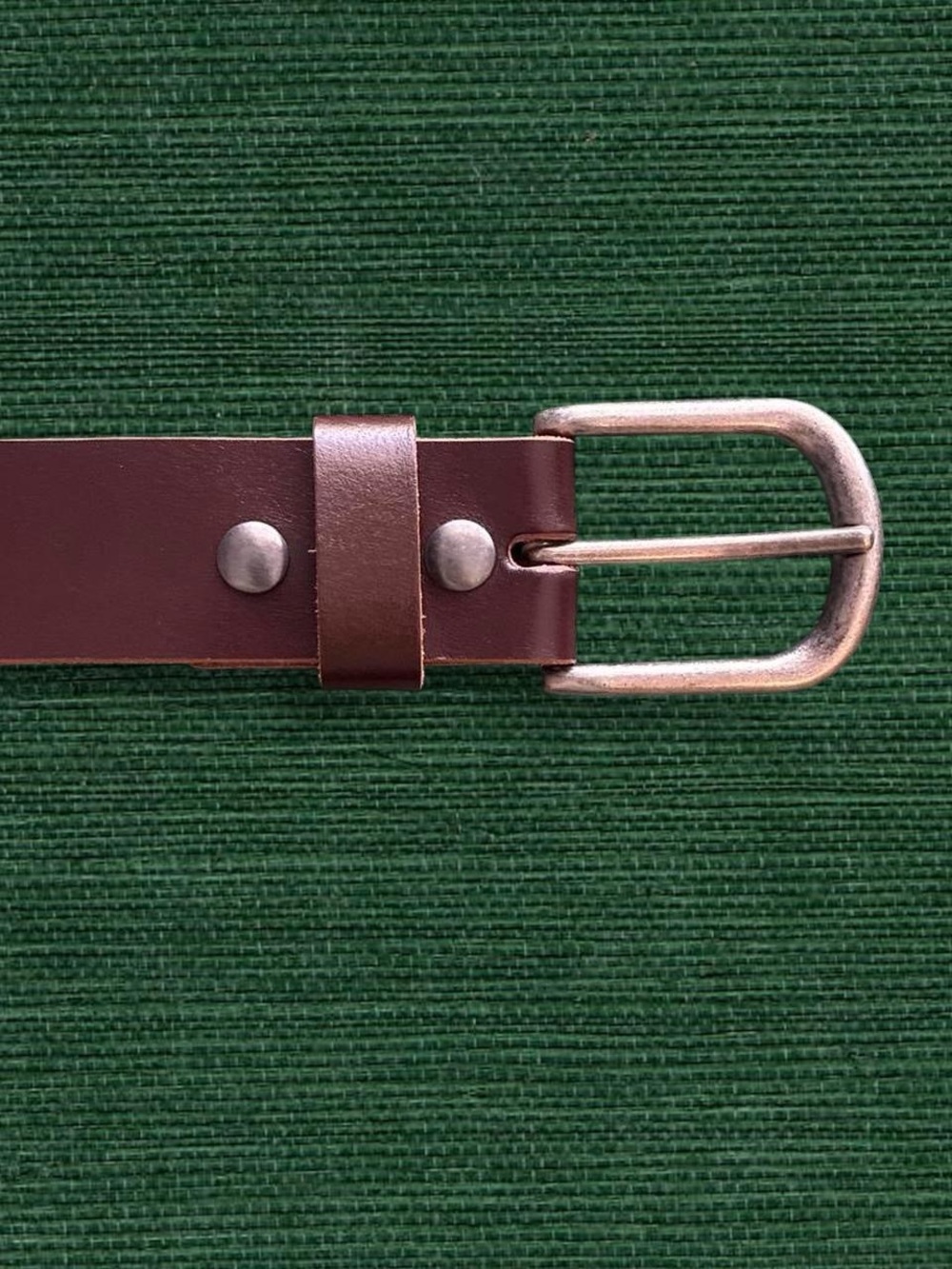 Men's Brown Leather Belt with Silver-Tone Buckle